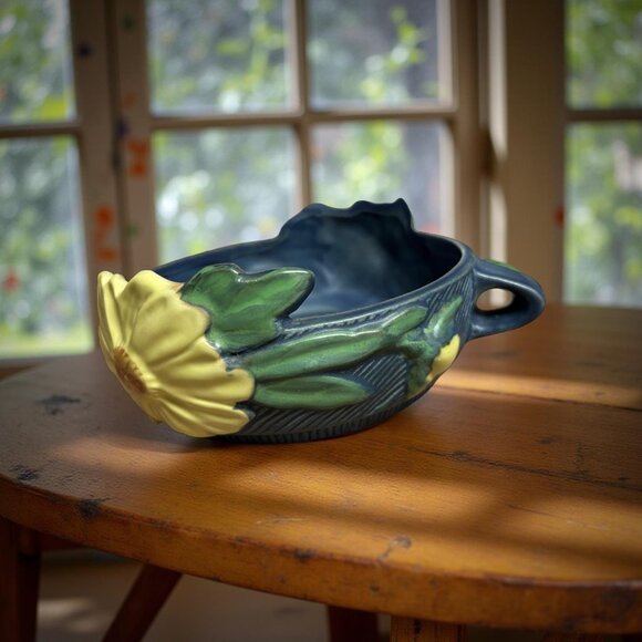 Vintage Roseville Pottery "Dahlrose" Console Bowl – Style 428-6 Circa 1928 - Picture 8 of 11